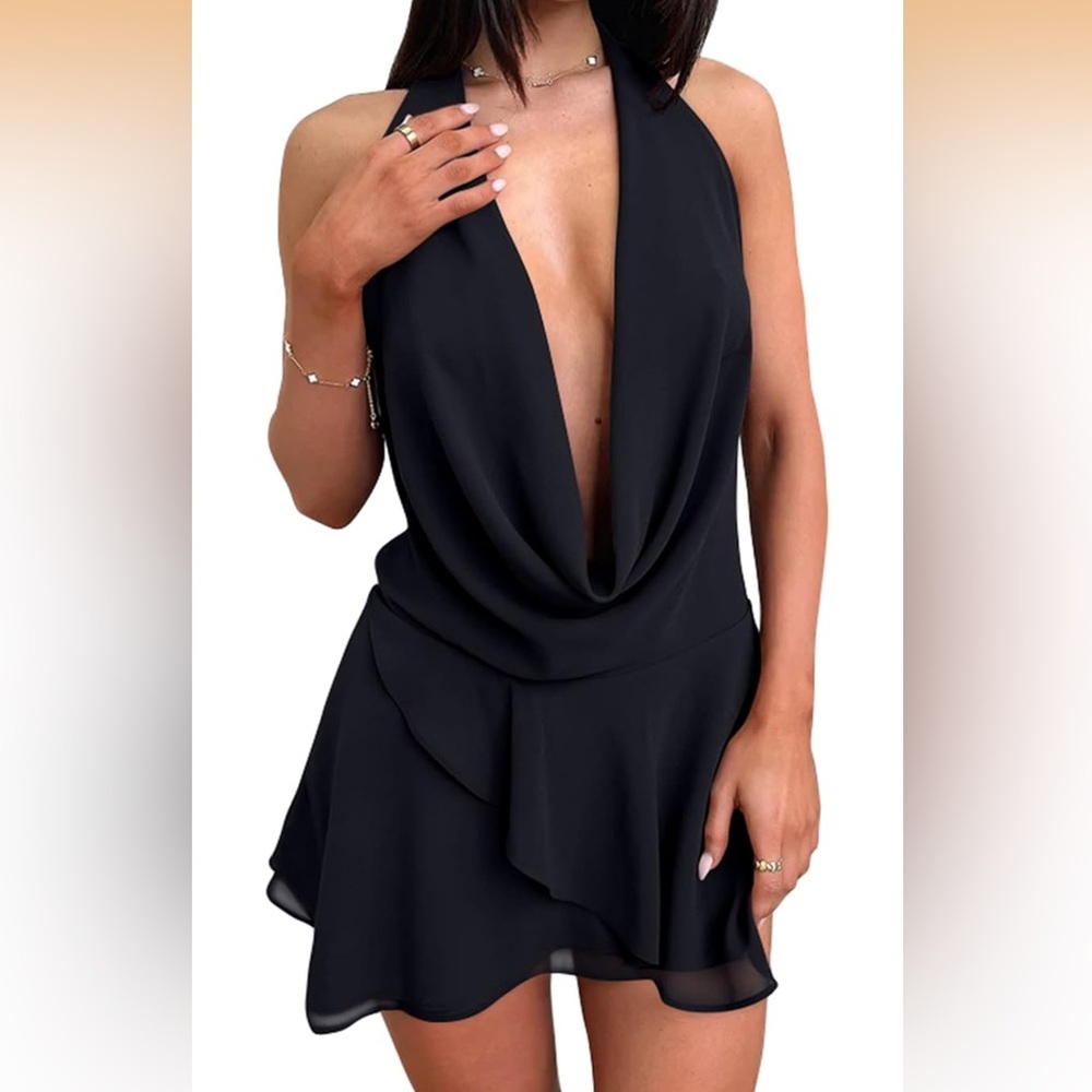 NWT Black Halter Dress